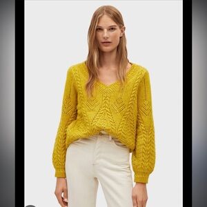 Mango Mustard V-Neck Sweater